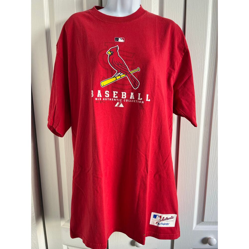 Majestic St. Louis Cardinals Red Baseball T-Shirt MLB Fan Apparel Excellent Cond